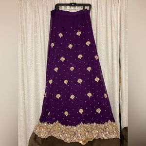 Custom Purple + Gold Bridal Wedding Dress